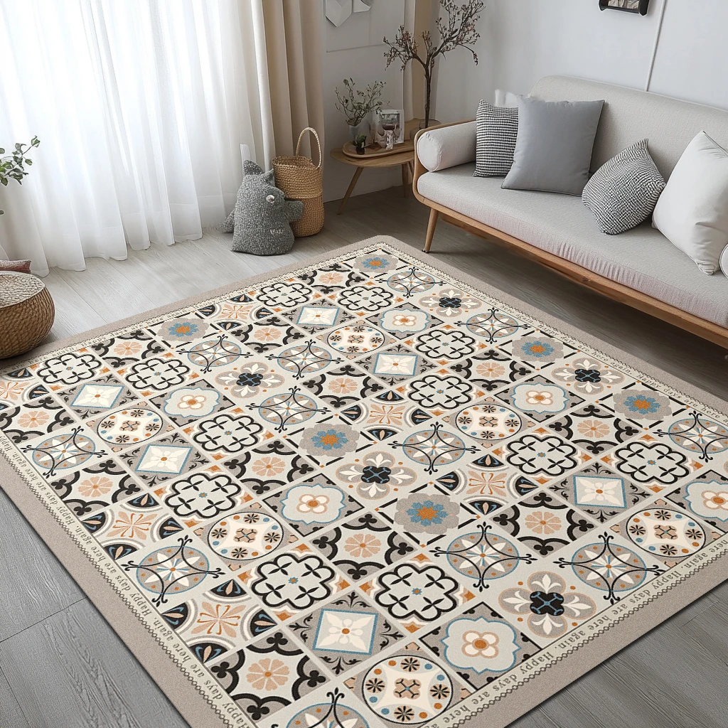 【全尺寸】波西米亚奶油风大别墅入户门客厅防滑吸水地垫家用地毯