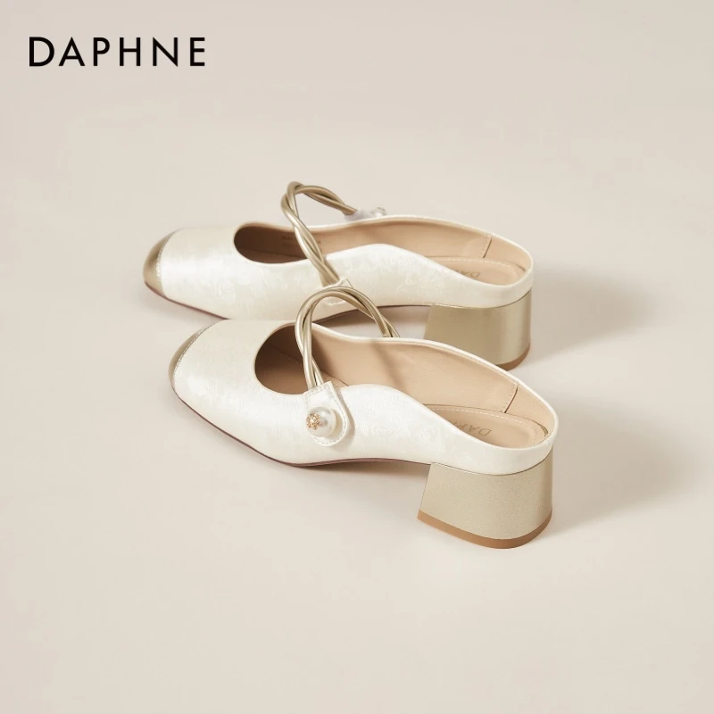 达芙妮新中式国风包头凉鞋女款2025夏季新款法式气质配裙子半拖鞋