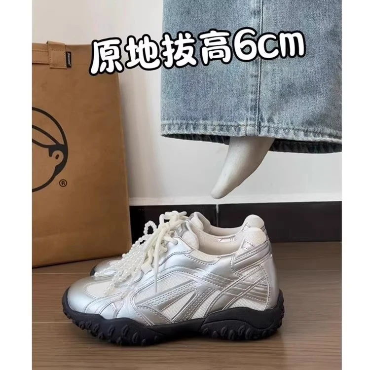 厚底内增高6cm德训鞋女春夏季网面透气阿甘鞋休闲百搭运动登山鞋