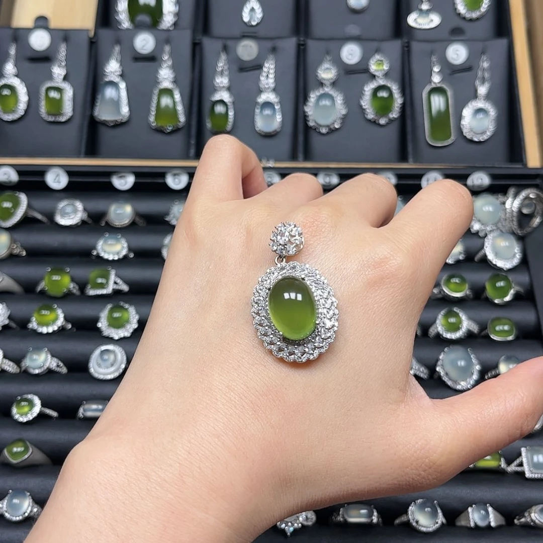 【闪购商品】岫玉颈饰银S925镶嵌七*