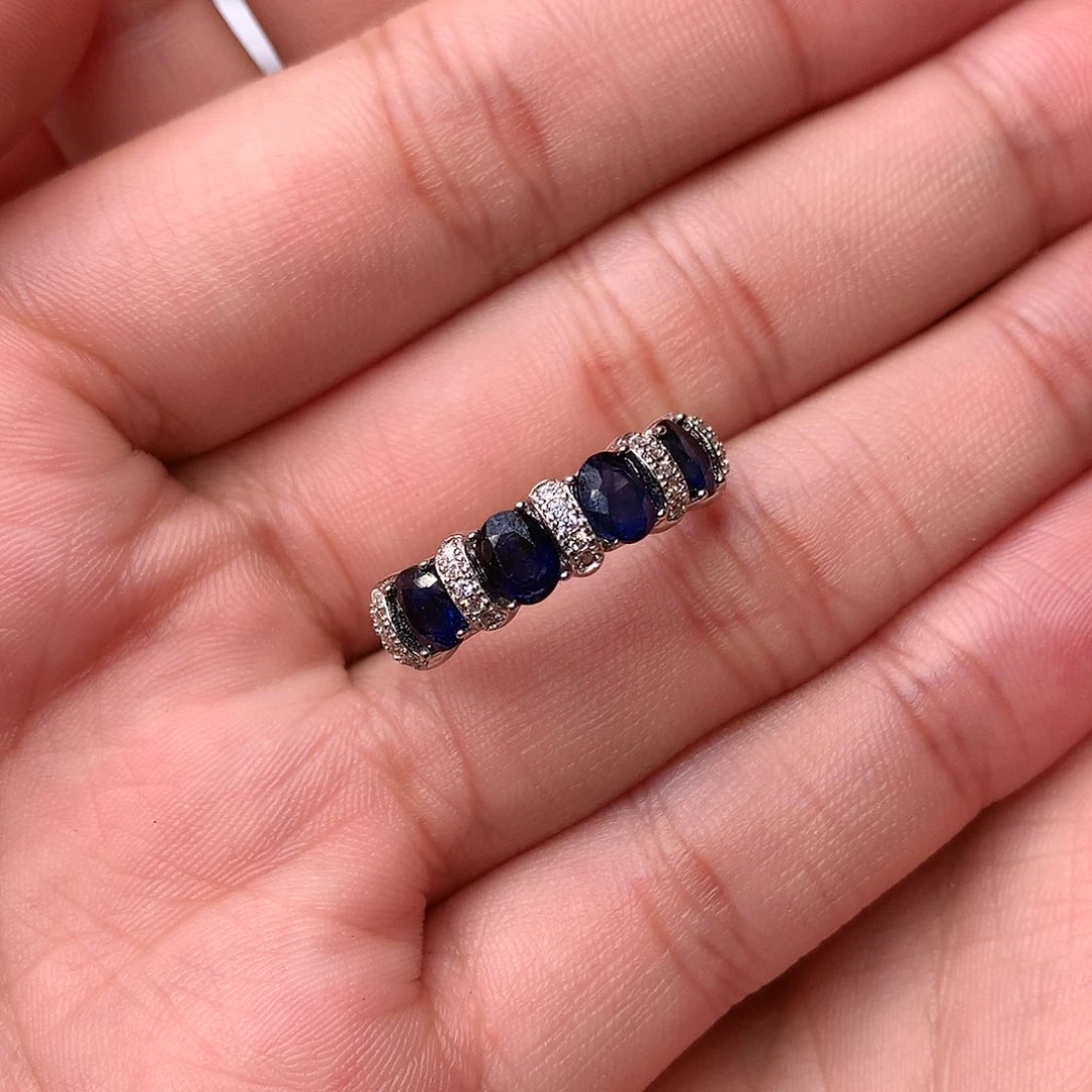 蓝宝石戒指银S925镶嵌面**主