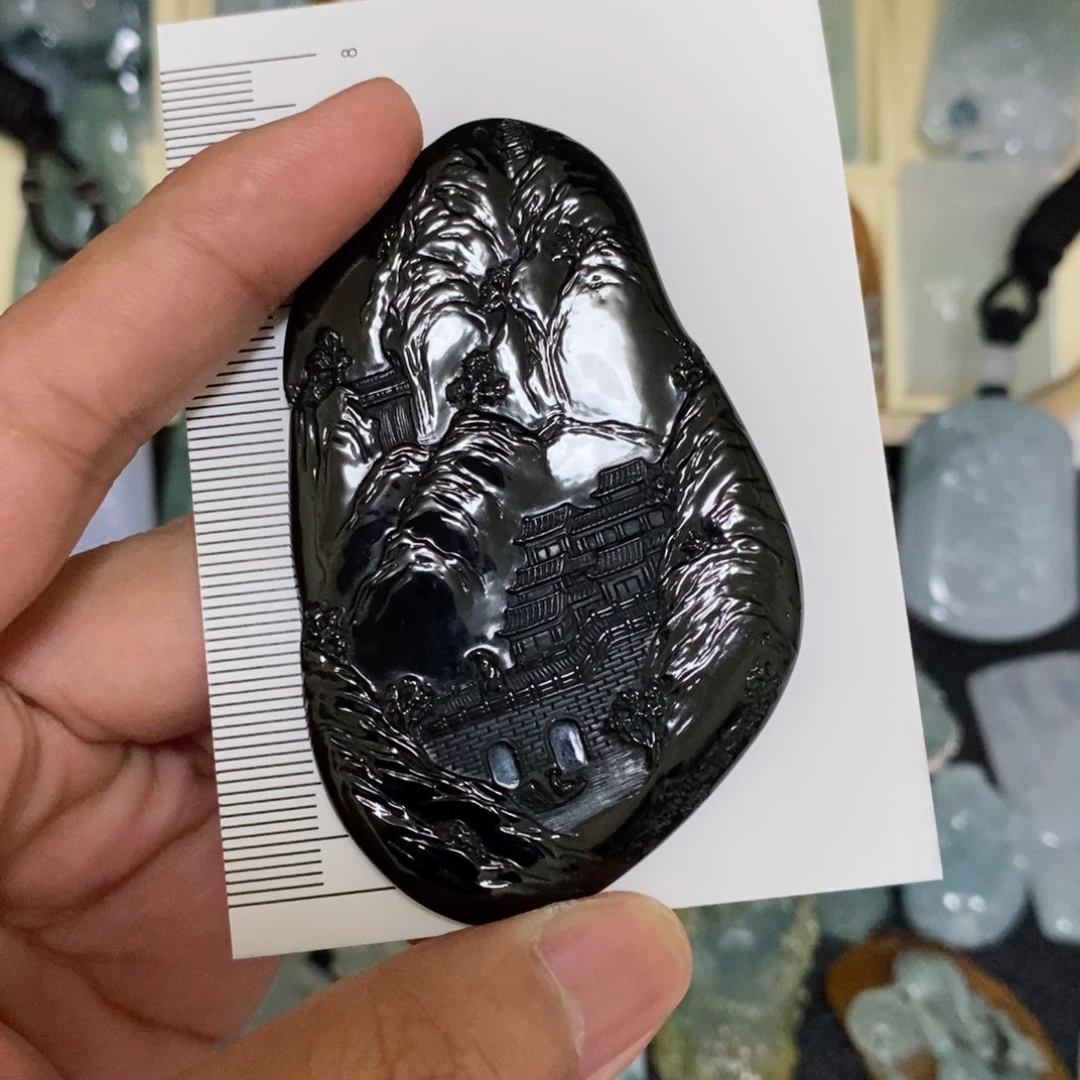 翡翠颈饰未镶嵌浅*丶山水