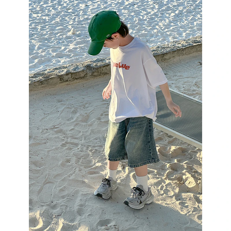 略略童装儿童夏款休闲字母印花短袖T恤252TX3732