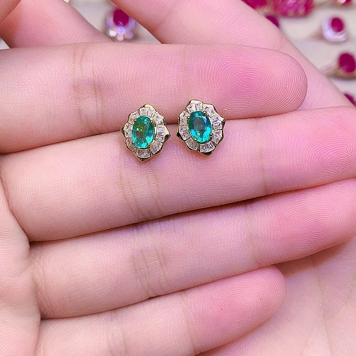 祖母绿戒指银S925镶嵌