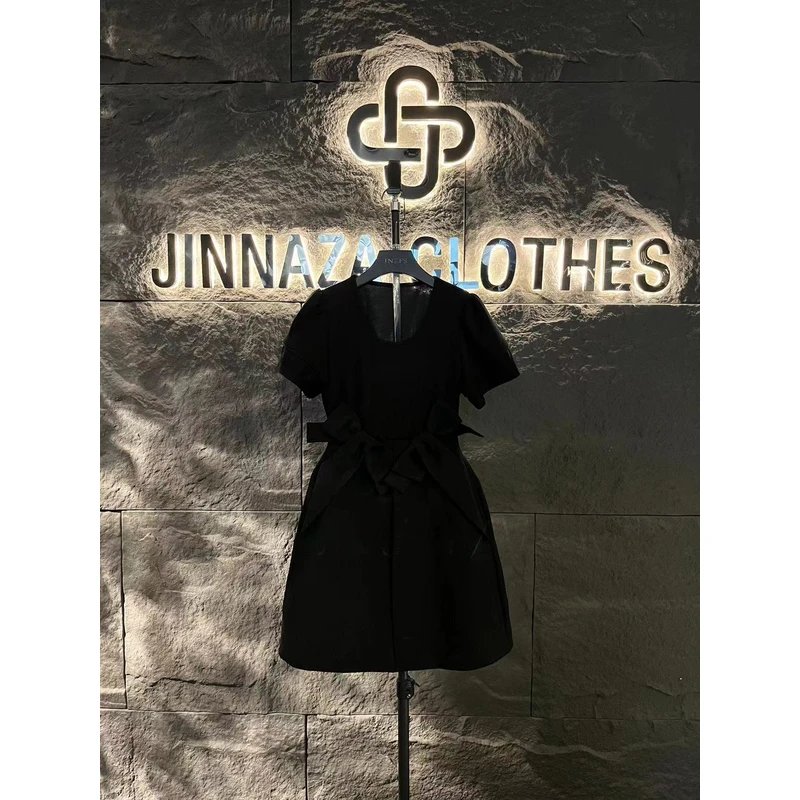 【原创大码设计师款】夏季法式赫本分蝴蝶结高级感大码连衣裙4760