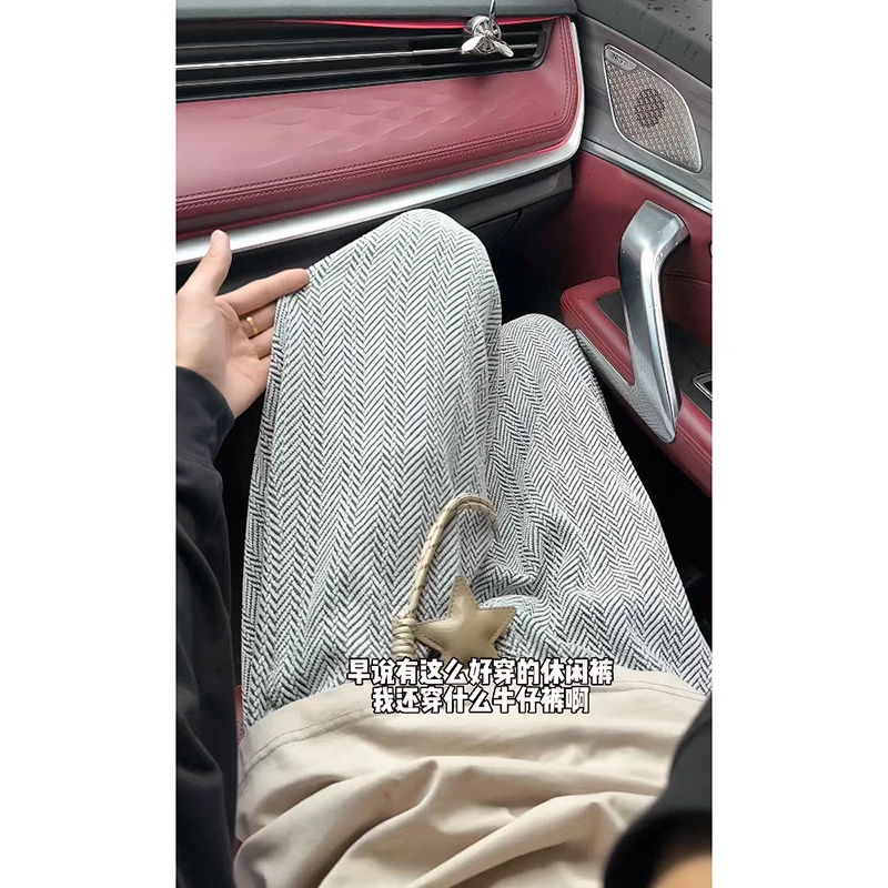 弯刀裤男款松弛感穿搭雪尼尔裤子秋季垂感宽松运动卫裤褶皱伞兵裤