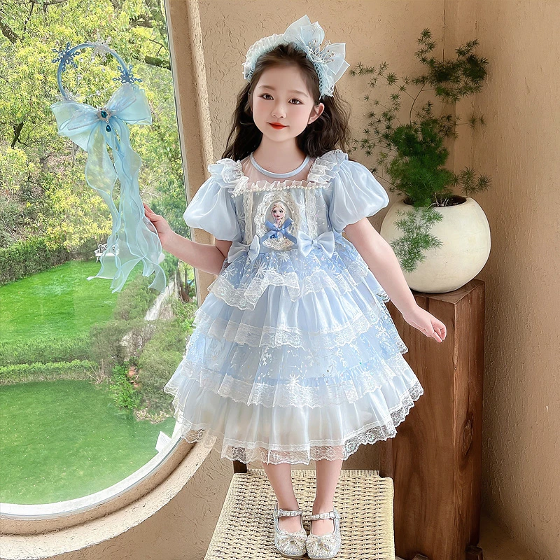 女童爱莎洛丽塔公主裙夏装新款儿童洋气甜美女宝生日走秀蓬蓬裙潮