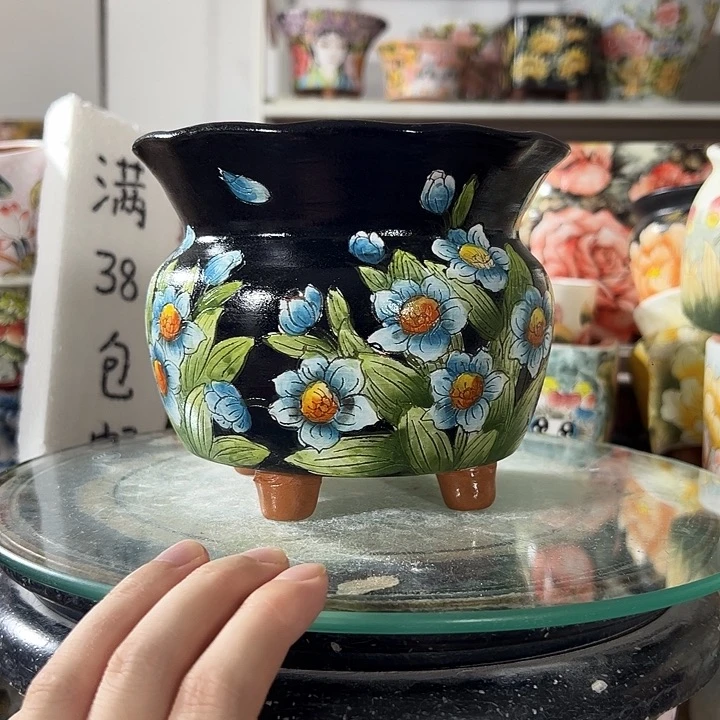 景德镇手绘花盆幸运花盆