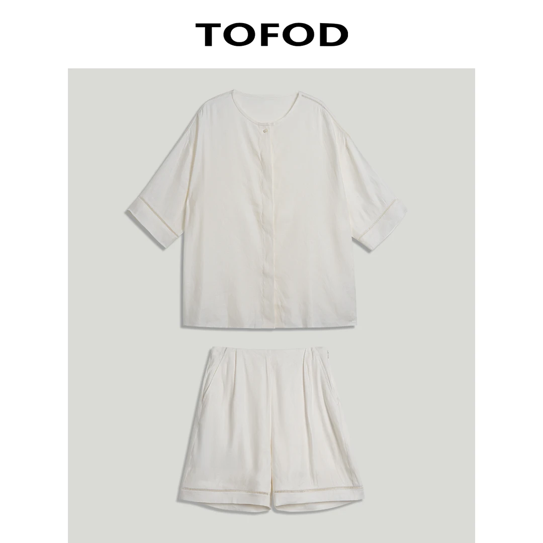 TOFOD 莫吉托  亚麻套装 松弛感極简风宽松上衣/短裤