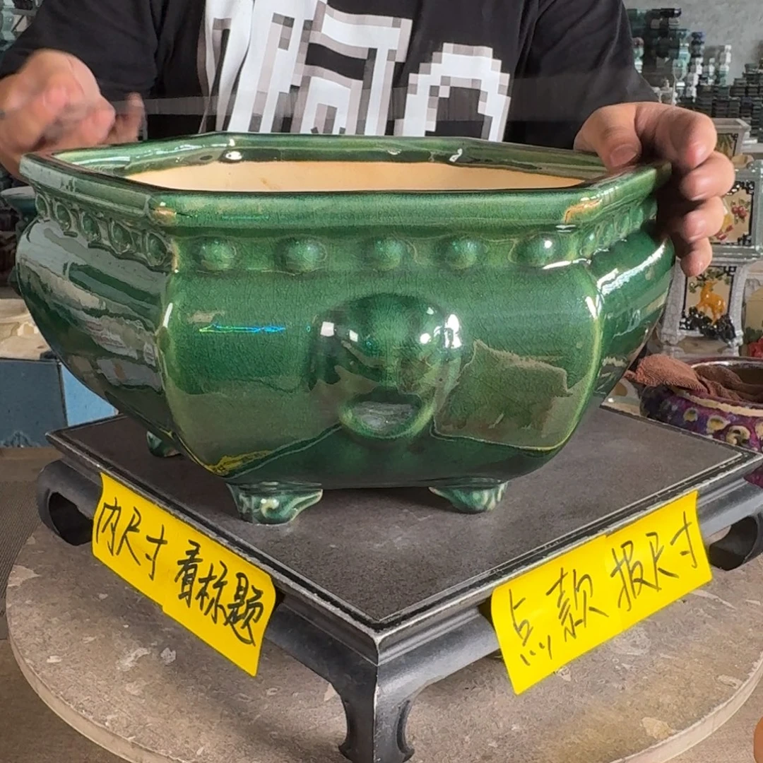 。一风堂石湾花盆 高温裂 内27*14