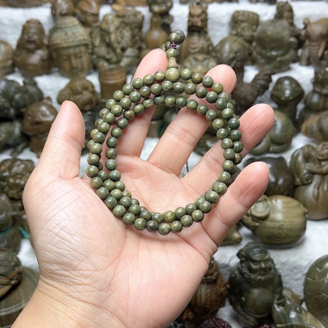 维腊木（绿檀）冰*0.6的多圈手链