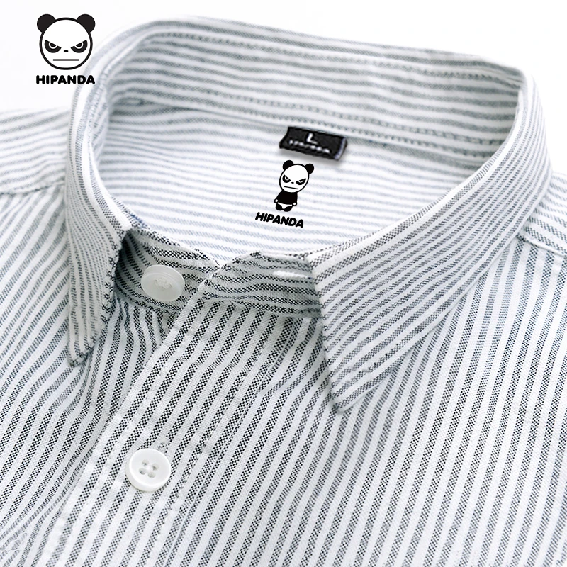 HiPanda潮牌轻熟风条纹衬衫男款春秋季商务通勤休闲外套男士衬衣