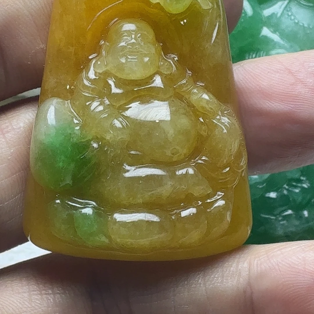 连***发无非金属黄佳绿挂件弥勒佛一个