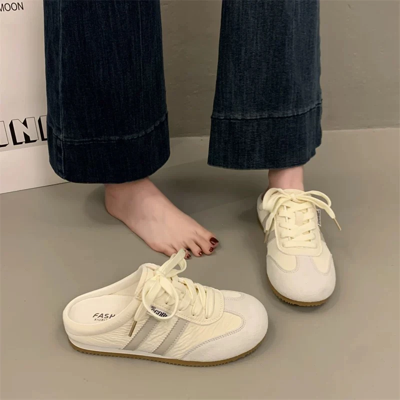 三福包头拖鞋女夏外穿2025新款百搭德训鞋半拖小白鞋一脚蹬阿甘鞋