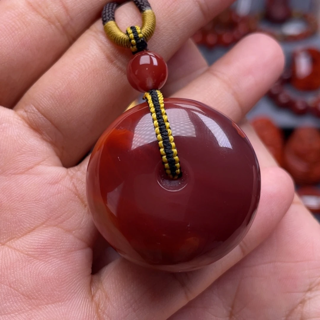 南红玛瑙未镶嵌珠宝奇石平安扣吊坠
