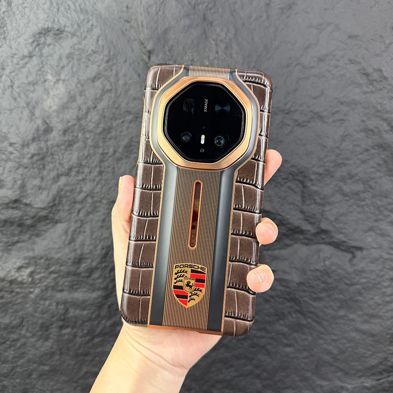 适用华为Mate70rs手机壳新款电镀真皮鳄鱼纹60rs商务高档保护壳