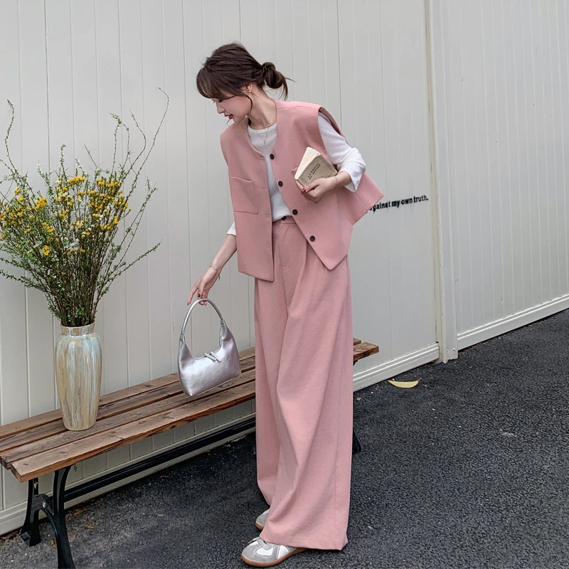可盐可甜马甲套装裤女2025早春新款甜酷松弛感韩系穿搭显瘦两件套
