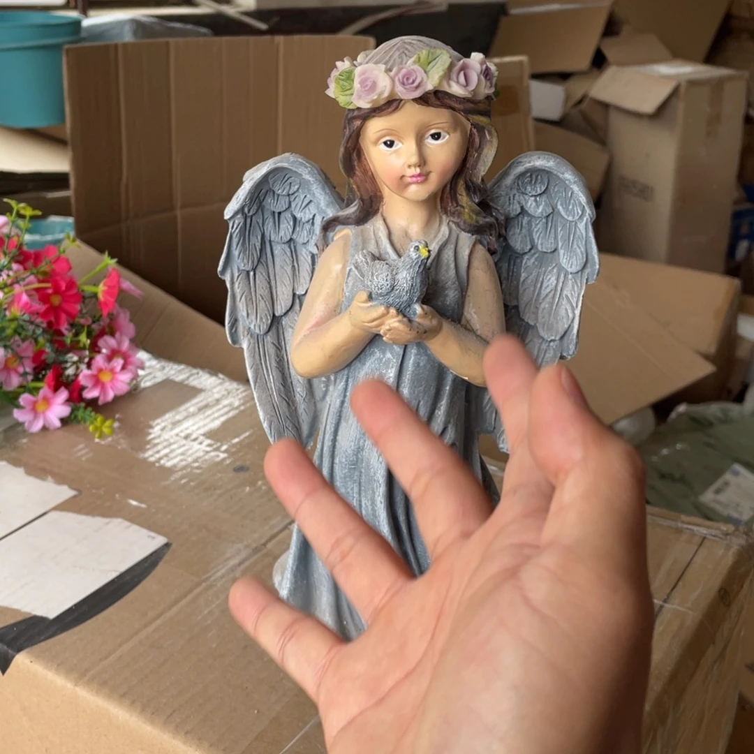 【闪购商品】树脂灰色和平鸽天使摆件