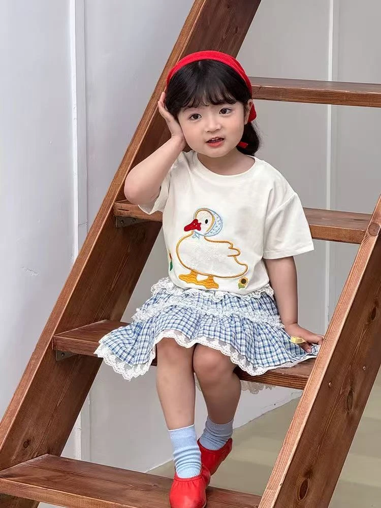 CMM  2025夏季儿童刺绣立体亮片卡通图案T恤   HS62039