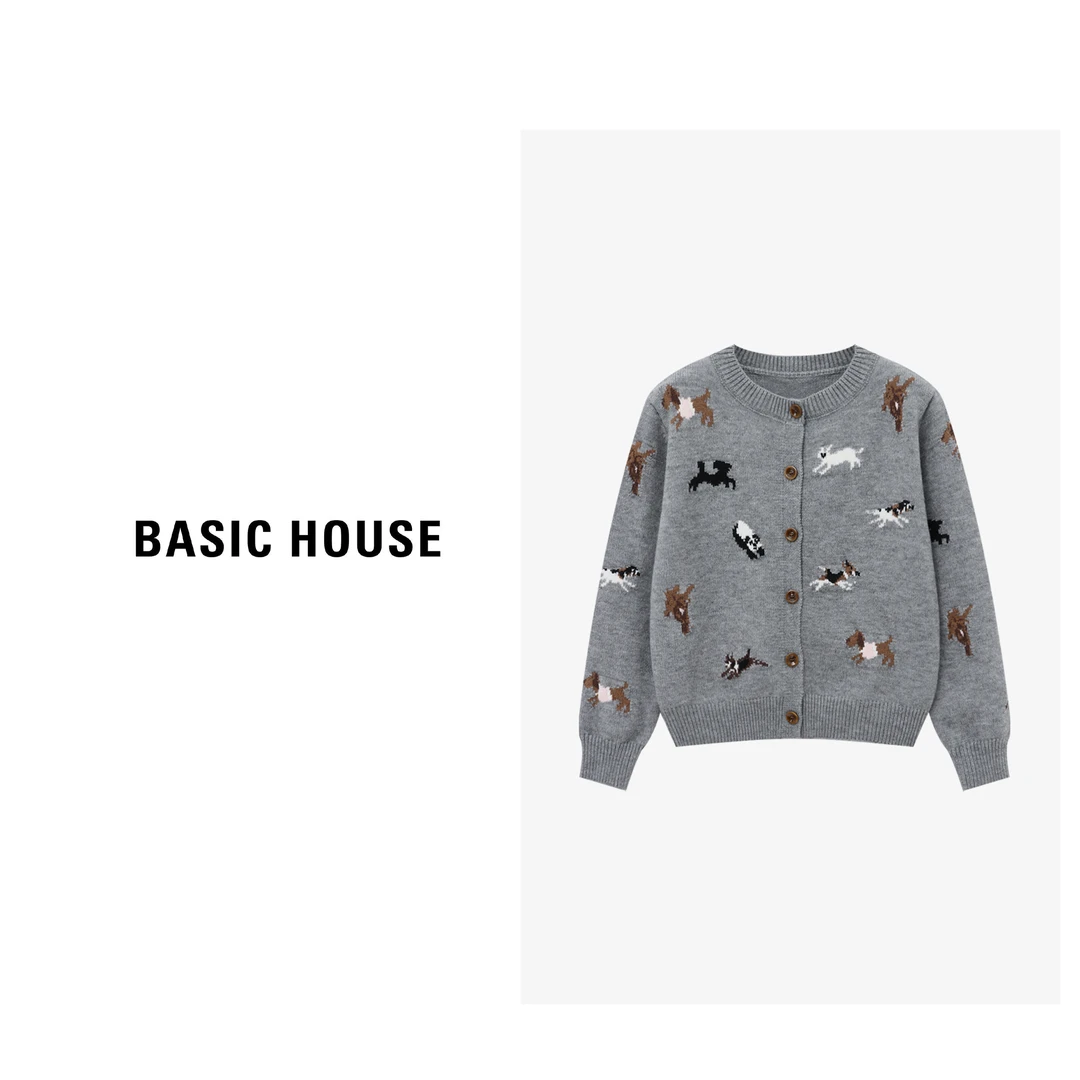 Basic House/百家好秋冬小狗提花柔软亲肤保暖毛衣-B0625B5RPX2