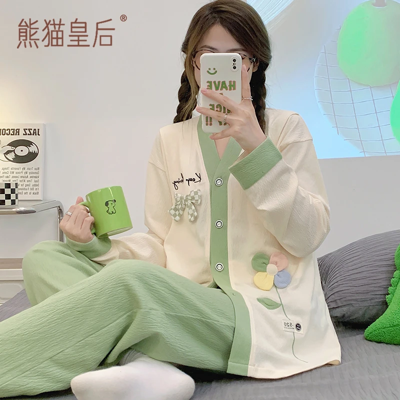 月子服夏季薄款可哺乳睡衣春秋纯棉产后产妇怀孕期喂奶孕妇家居服