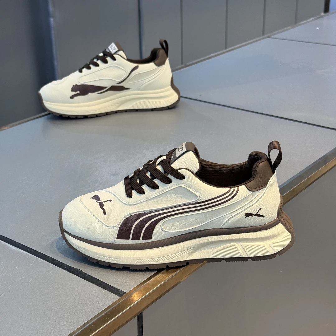 2025年新款男鞋秋季皮面拼接低帮时尚超轻软底百搭运动鞋休闲潮鞋