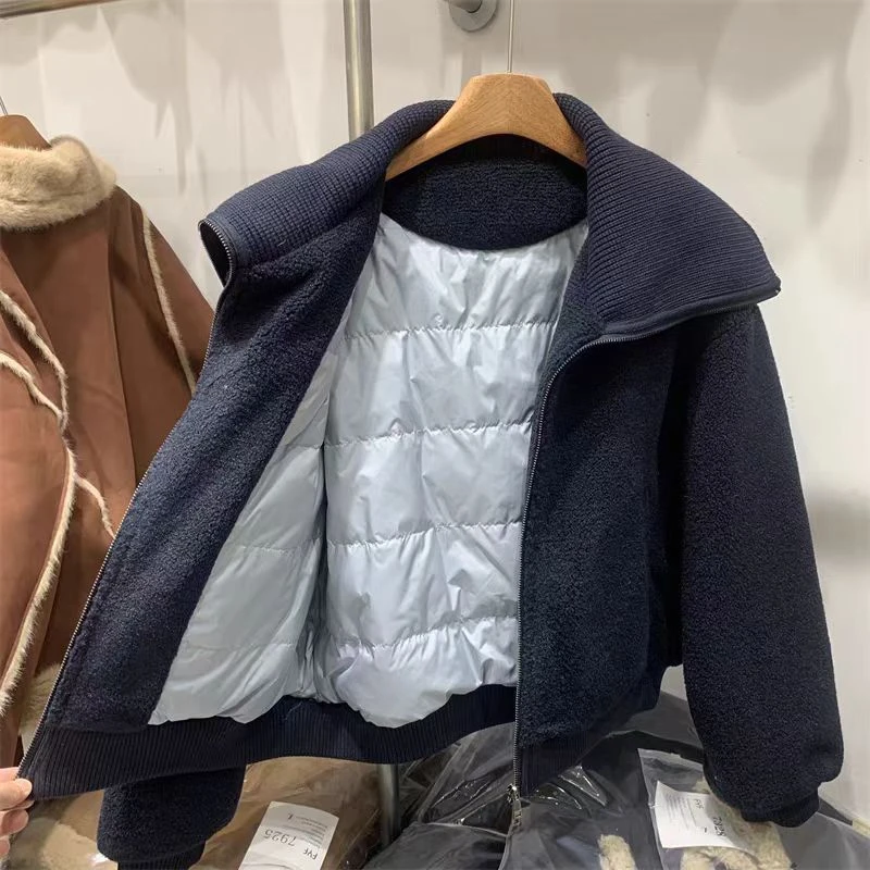 8303宽松休闲百搭羊羔毛外套女冬新款洋气时尚加厚大翻领保暖