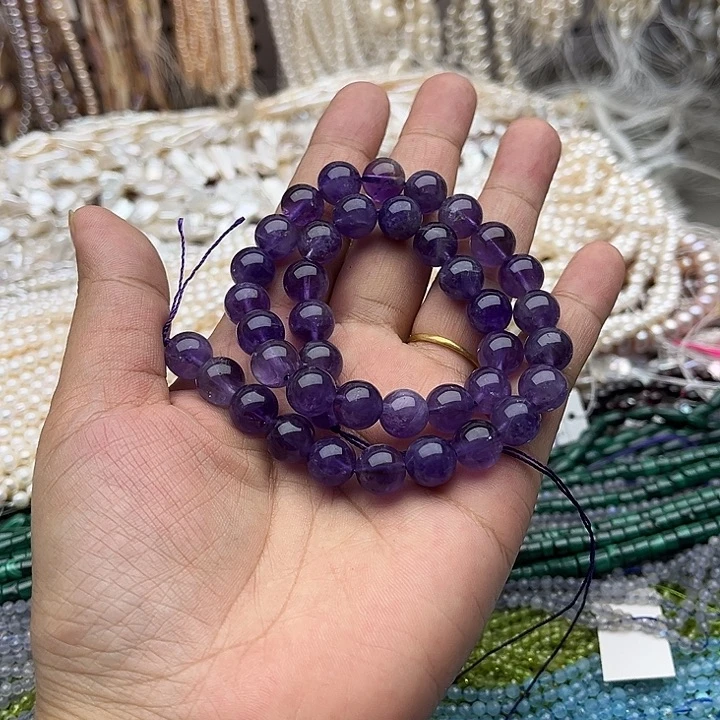 未镶嵌玛瑙/玉髓珠宝半成品一条10mm紫晶