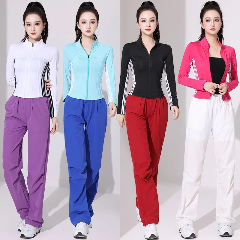 春夏新款健身跑步运动速干衣 户外长裤女宽松显瘦透气工装裤女