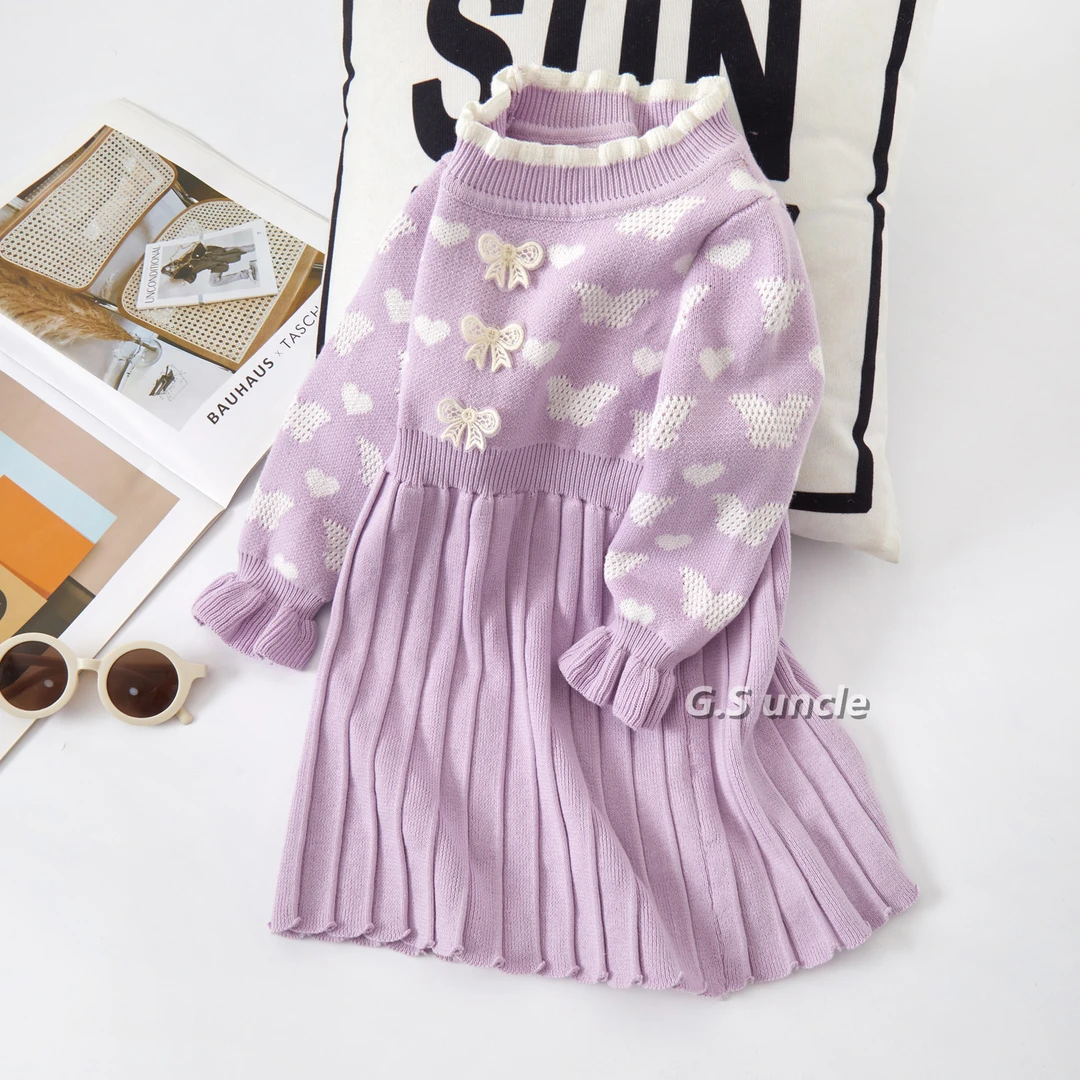 【紫萝鸢尾】B053冬季女童加厚连衣裙＋含量一百棉＋又保暖又温柔