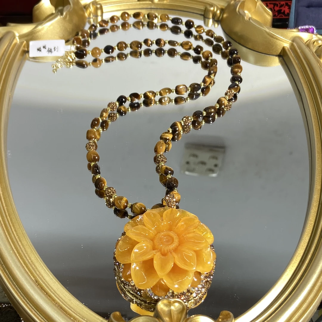 铜合金合成锆石项链 TTSD 黄色花时尚潮流百搭项链 520
