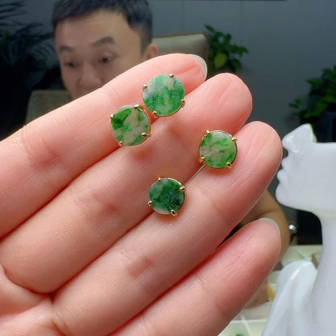 翡翠银S925镶嵌耳饰多样性发货其一微瑕