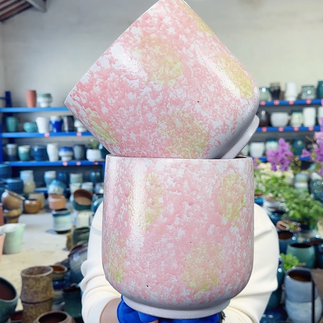 紫砂花盆高19口19
