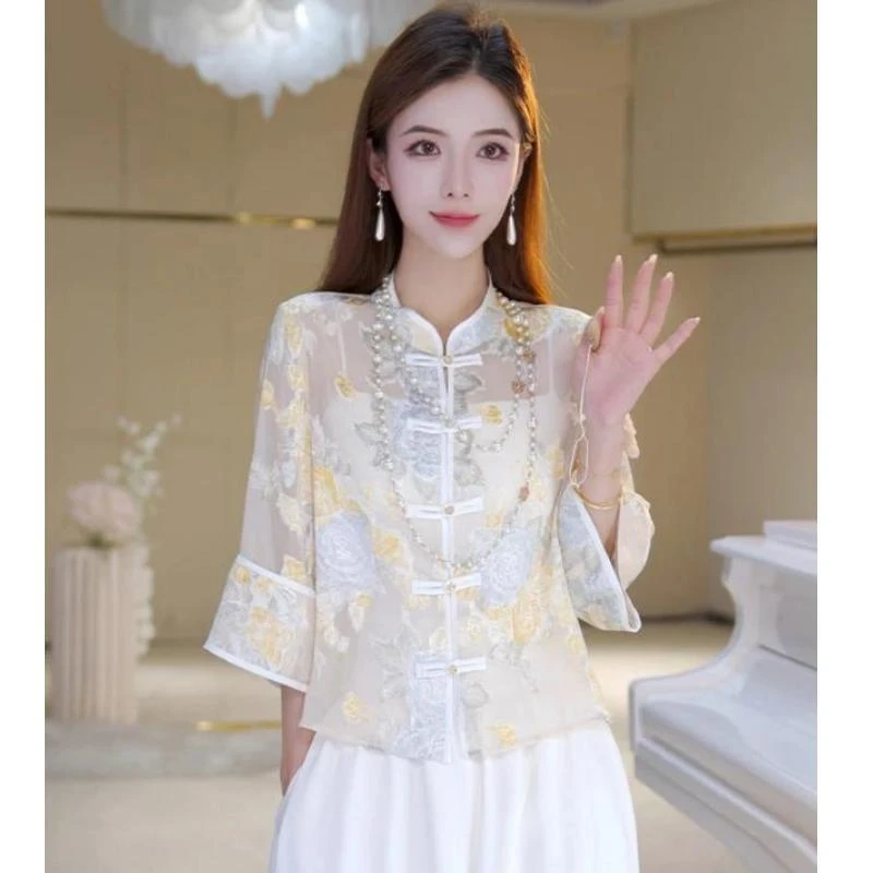 北栀国色天香春夏绣花新中式防晒外套