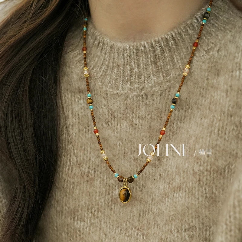 「晚笙」复古毛衣链秋冬高级感颈链美拉德配饰女