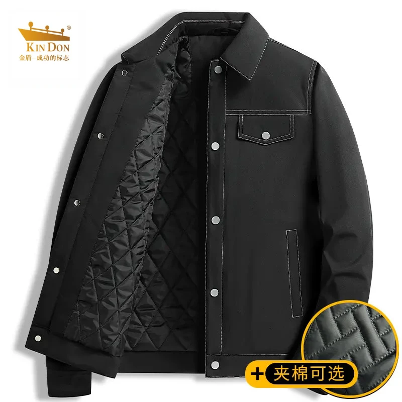 金盾男士春秋款外套舒适宽松保暖潮牌上衣男翻领经典行政夹克男装