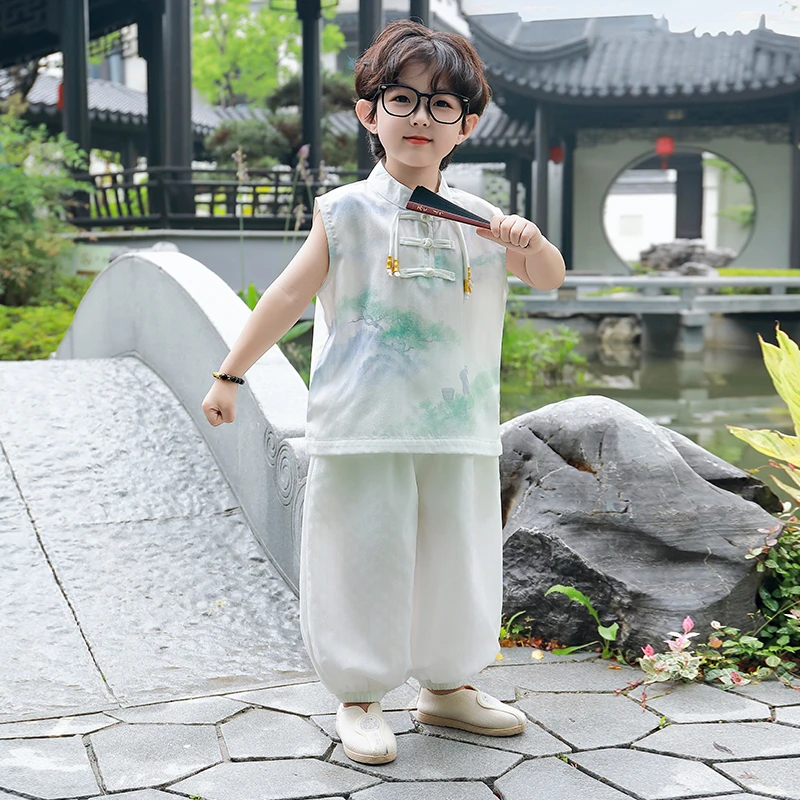 汉服男童夏季中国风套装2025新款儿童男孩高端改良古装洋气国学服