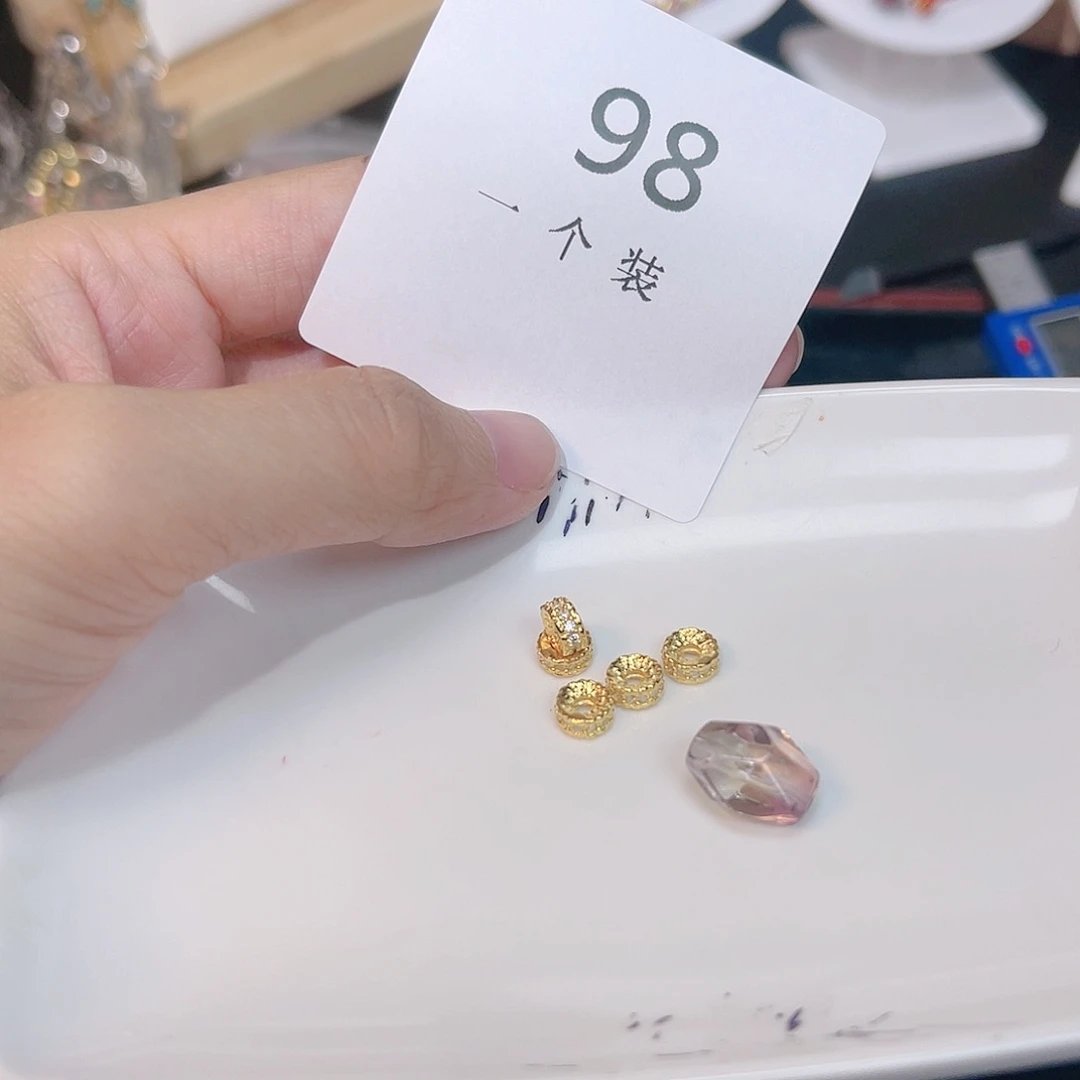 紫晶珠宝半成品银S925镀金镶嵌98