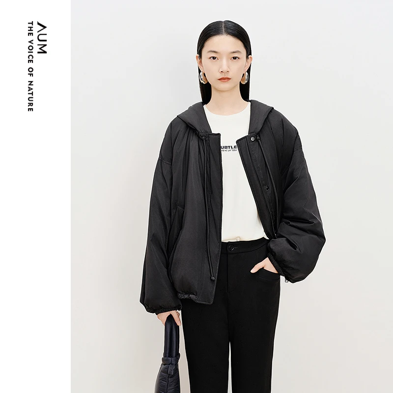 AUM噢姆冬季气质茧形派克羽显瘦抽绳加厚保暖羽绒服M1EG4926Y