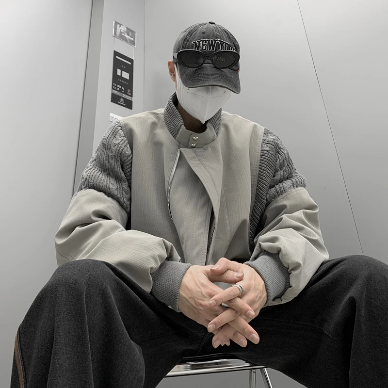 新款美式国潮牌灰色飞行员夹克男生复古宽松棒球服外套春秋季