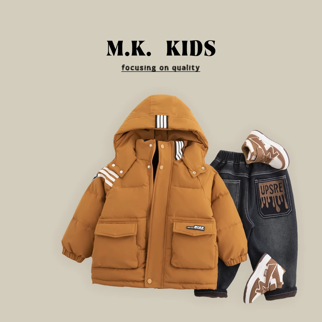 现货儿童冬款棉服男童时尚加厚冲锋衣外套2024新款DA7377华子童装