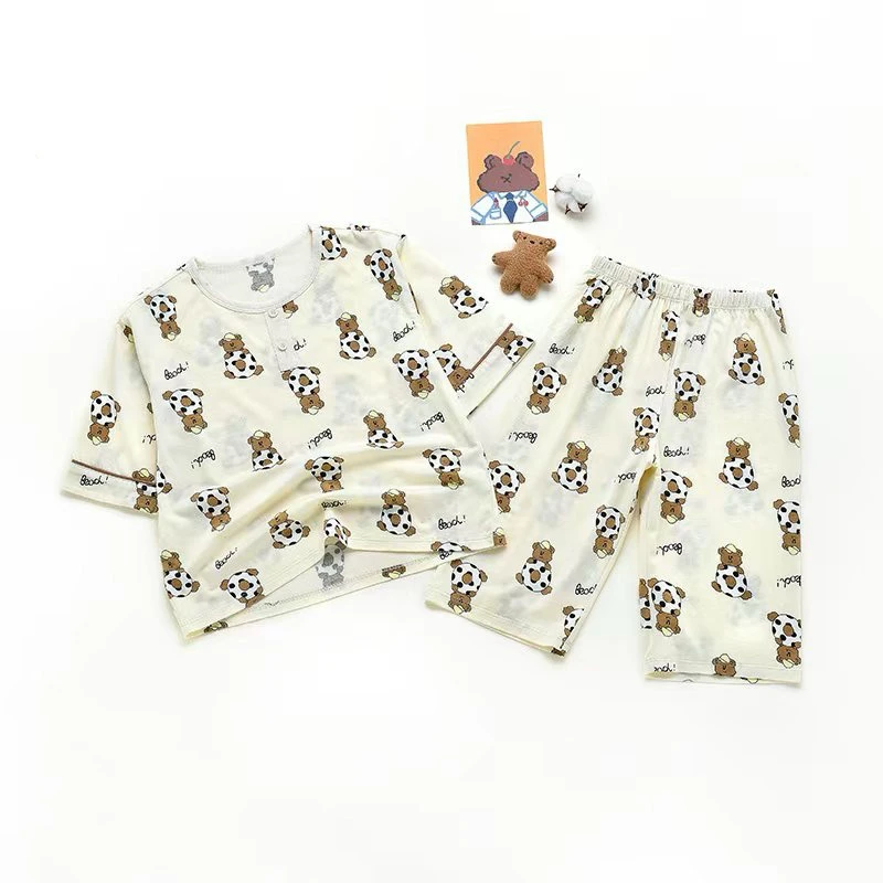 粒粒仔休闲风家居服套装夏季透气卡通风中性