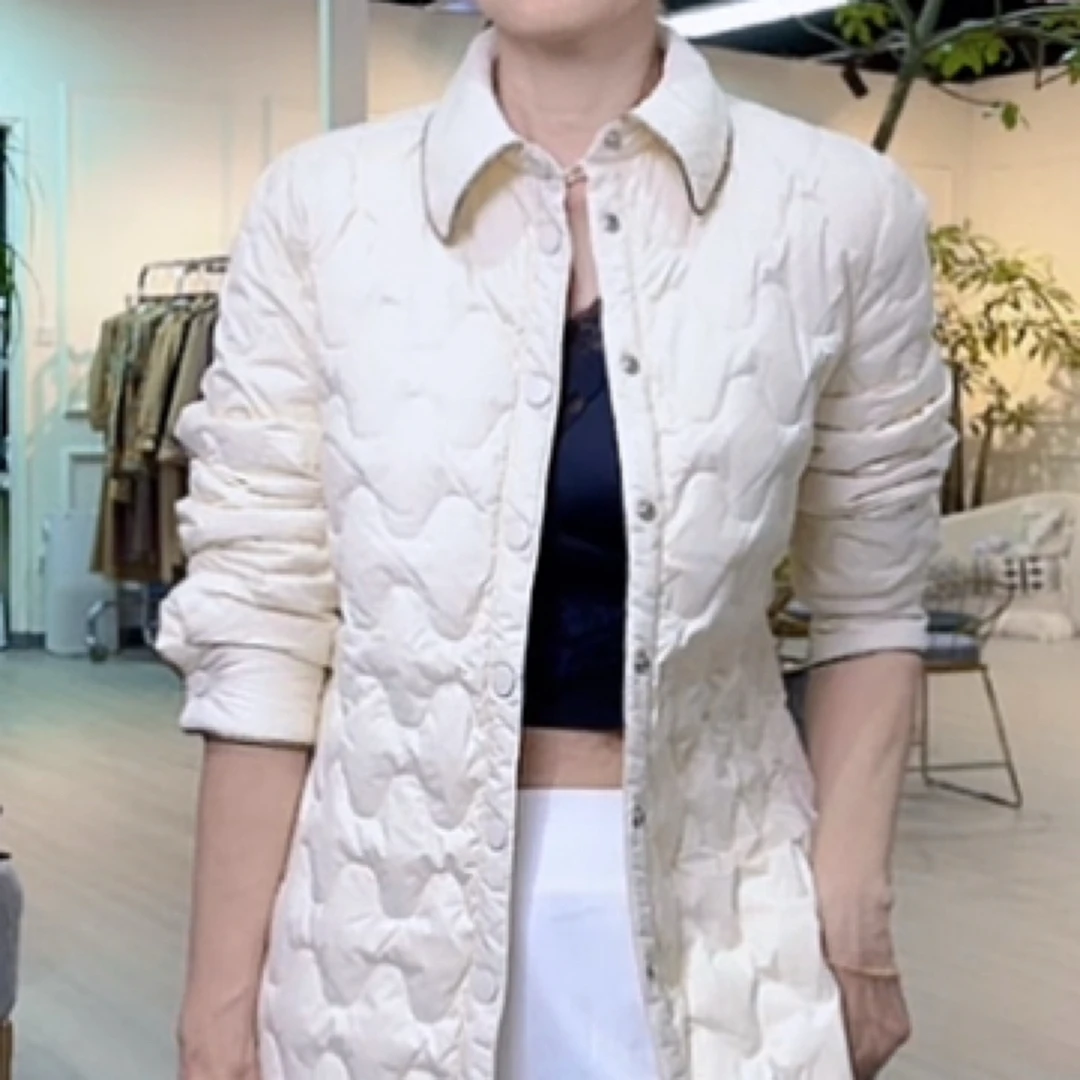 翻领金丝边轻薄单排扣时尚百搭羽绒服-果梓295