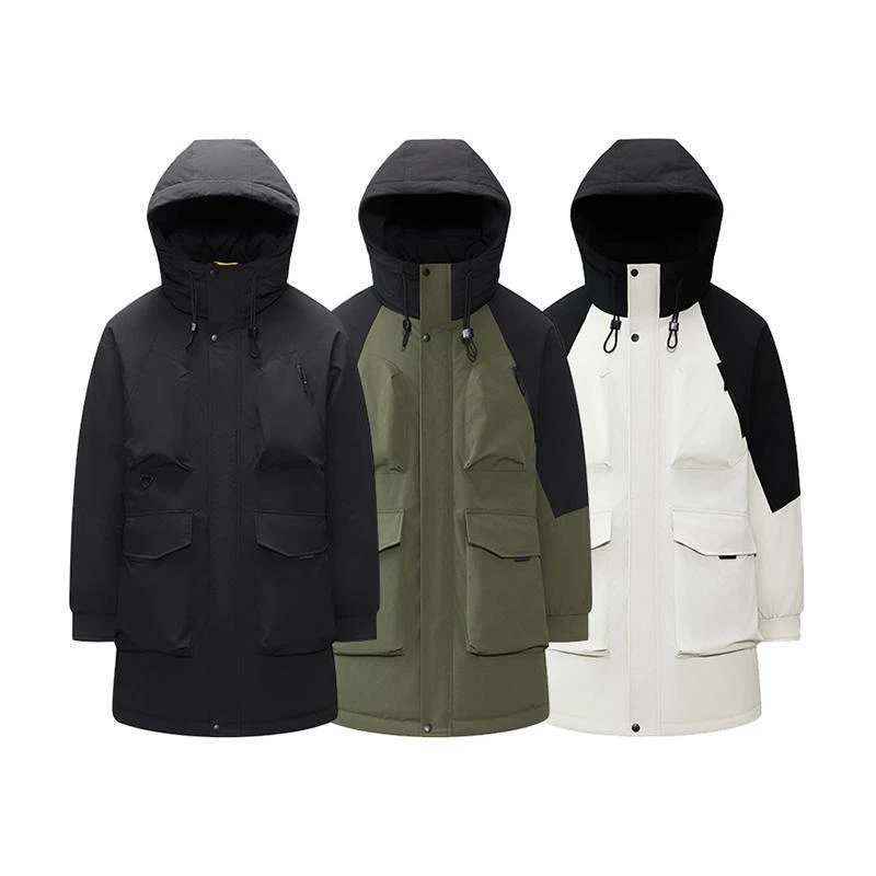 吉禾服饰 美式复古极寒撞色拼接多口袋拼接连帽羽绒服！90350