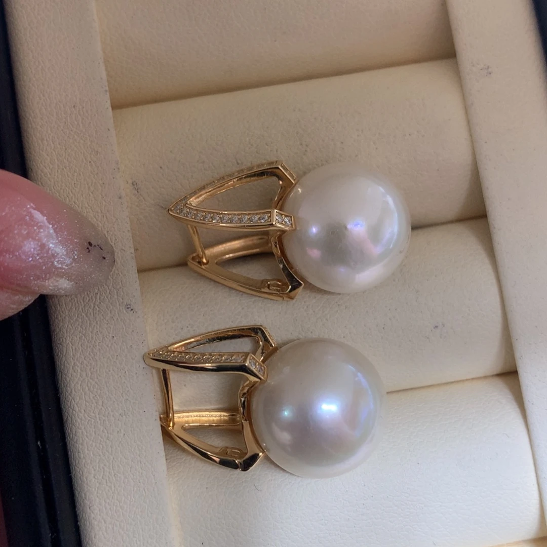 银S925镶嵌淡水珍珠耳饰