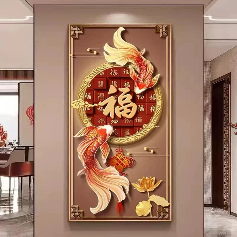 轻奢玄关装饰画现代简约发光带灯客厅走廊过道竖版挂画抽象高端画