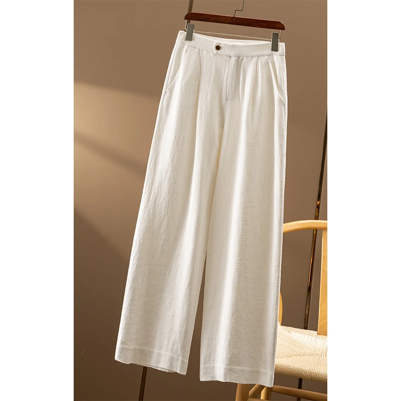 春天家 万搭神裤 清爽舒适 法G品质苎麻+棉高腰阔腿直筒裤72A4特