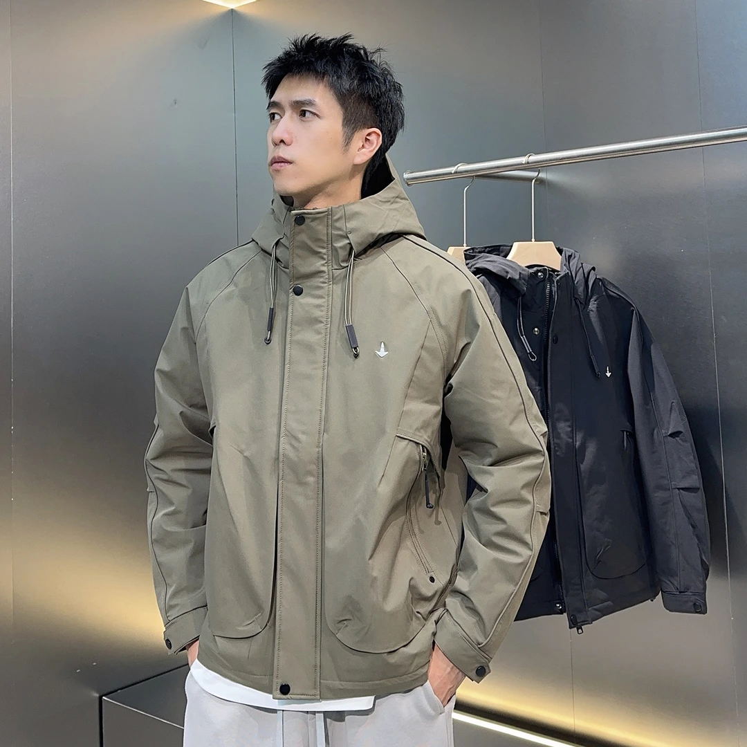 2025秋冬新款加厚二棉夹克外套男工装连帽外套立体剪裁拉链冲锋衣