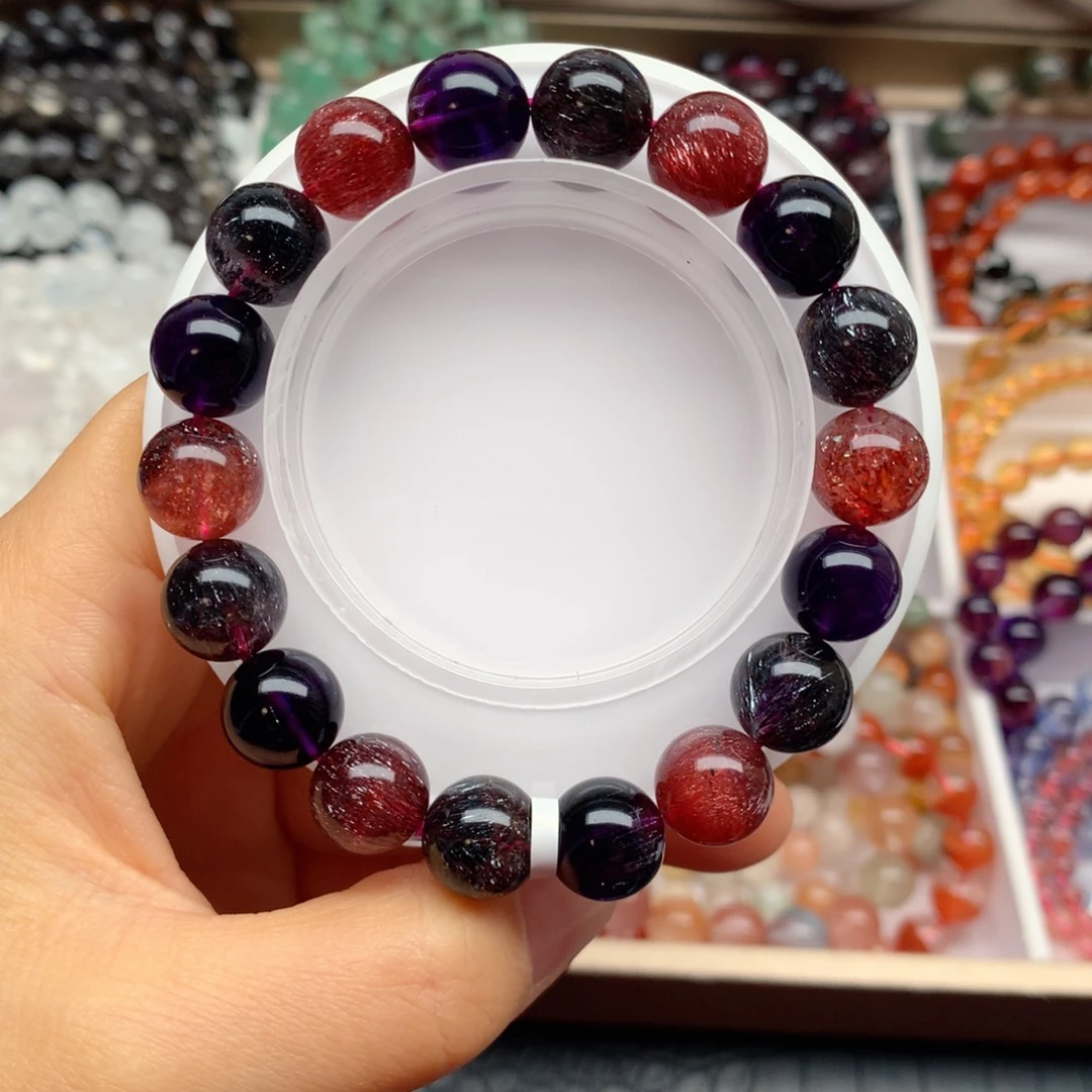 未镶嵌水晶手链黑加仑超七11