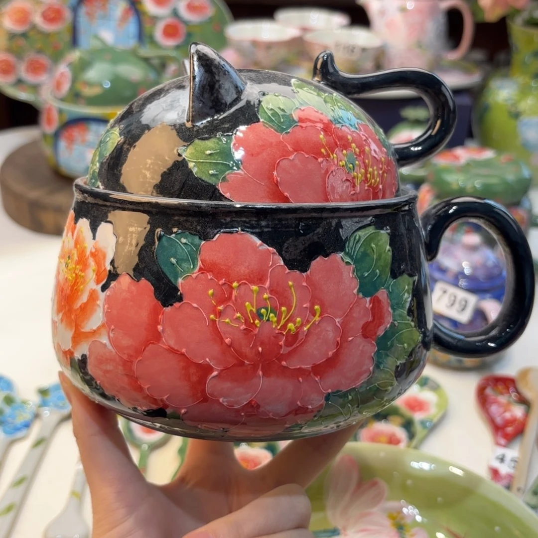 景德镇手绘高温釉下彩陶瓷茶具